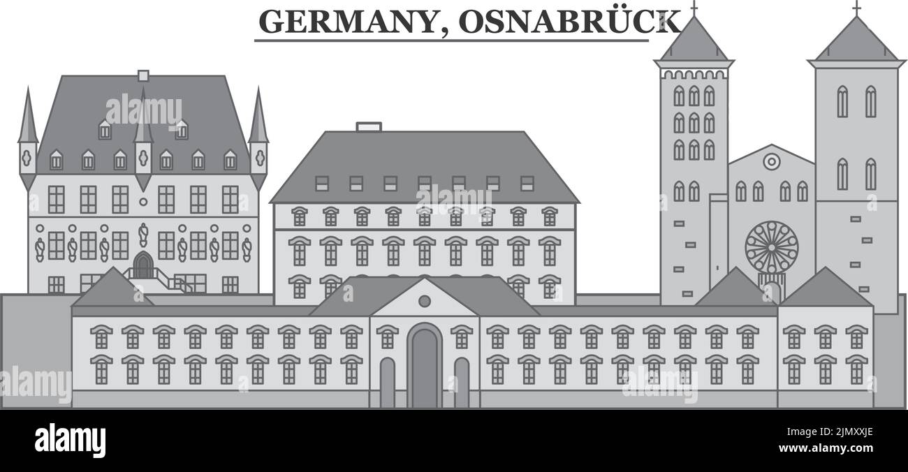 Germania, Osnabruck città skyline isolato vettore illustrazione, icone Illustrazione Vettoriale