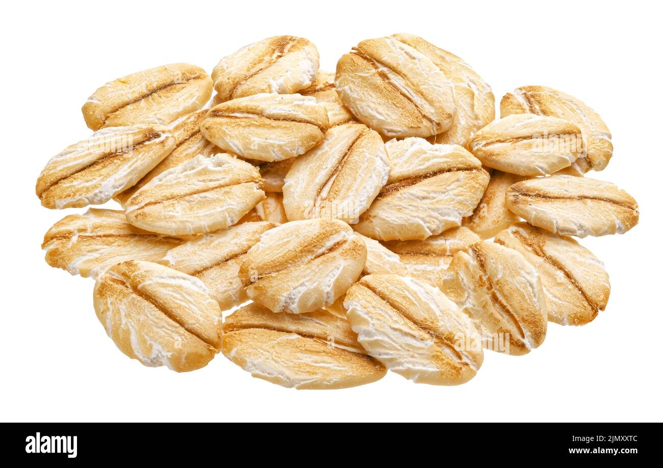 Fiocchi OAT isolati su bianco, impilabili Foto Stock