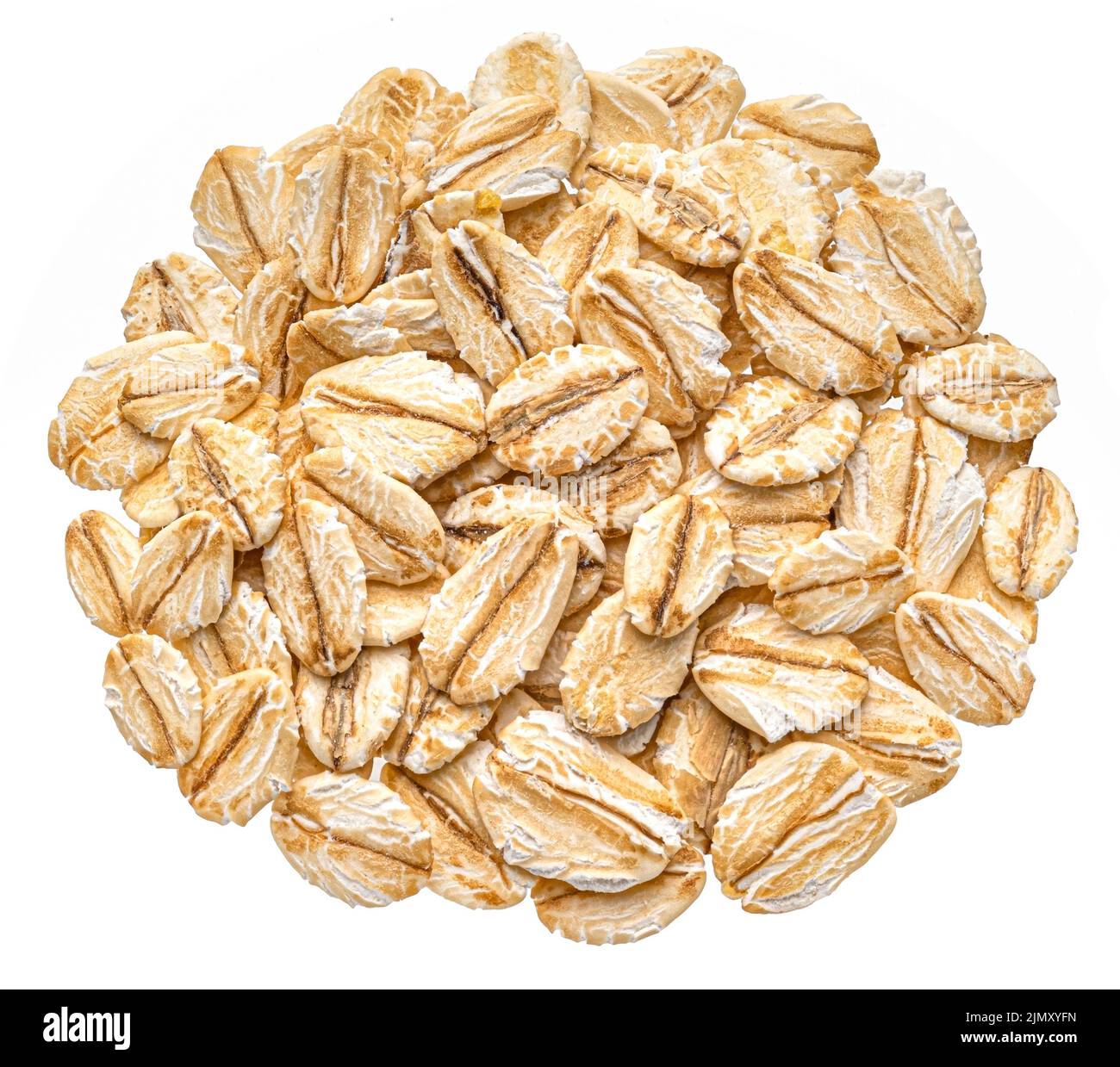 Fiocchi OAT isolati su bianco, vista dall'alto, profondità di campo completa Foto Stock