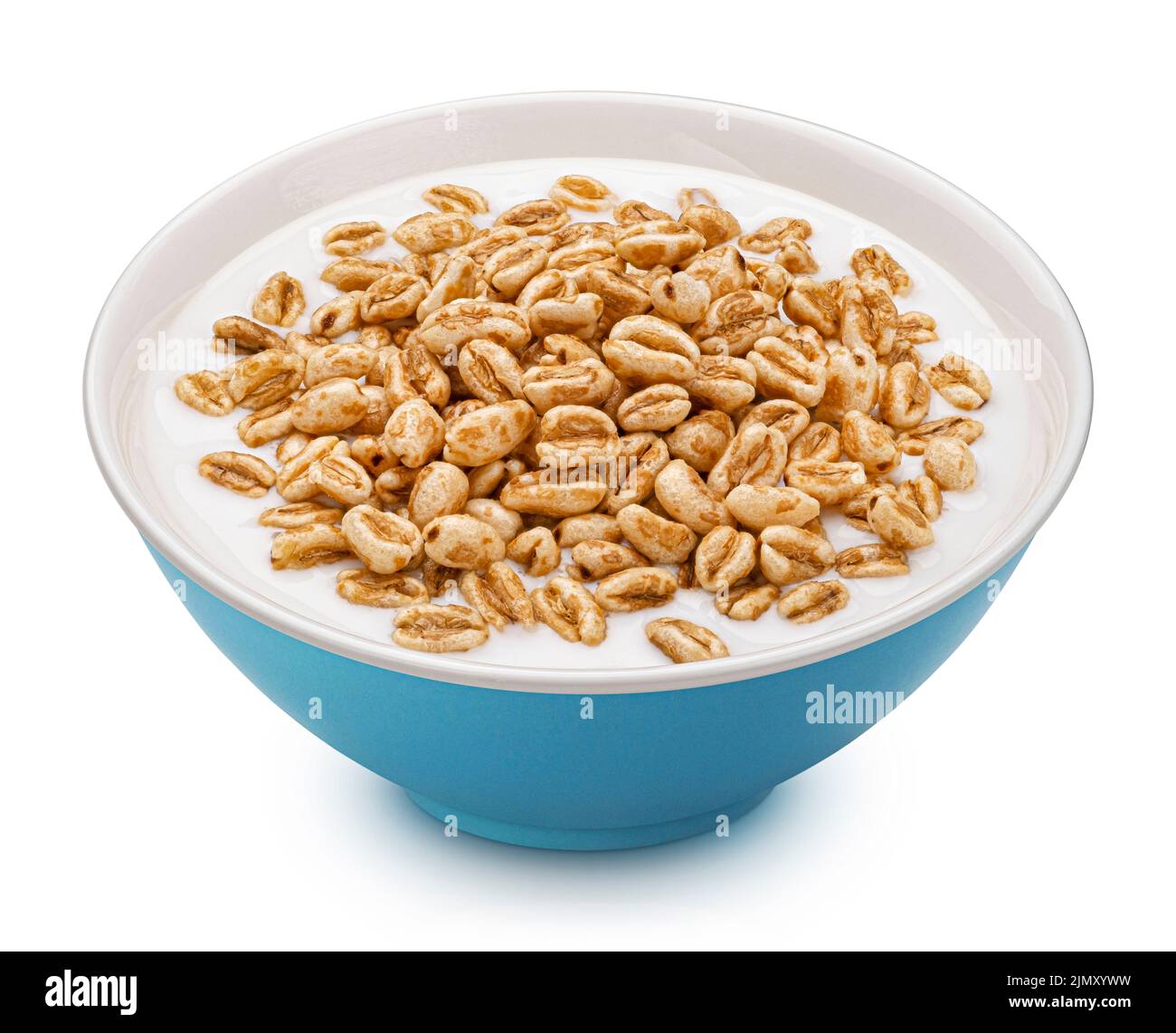 Cereale di grano soffiato isolato su sfondo bianco, miele riso aria Foto Stock