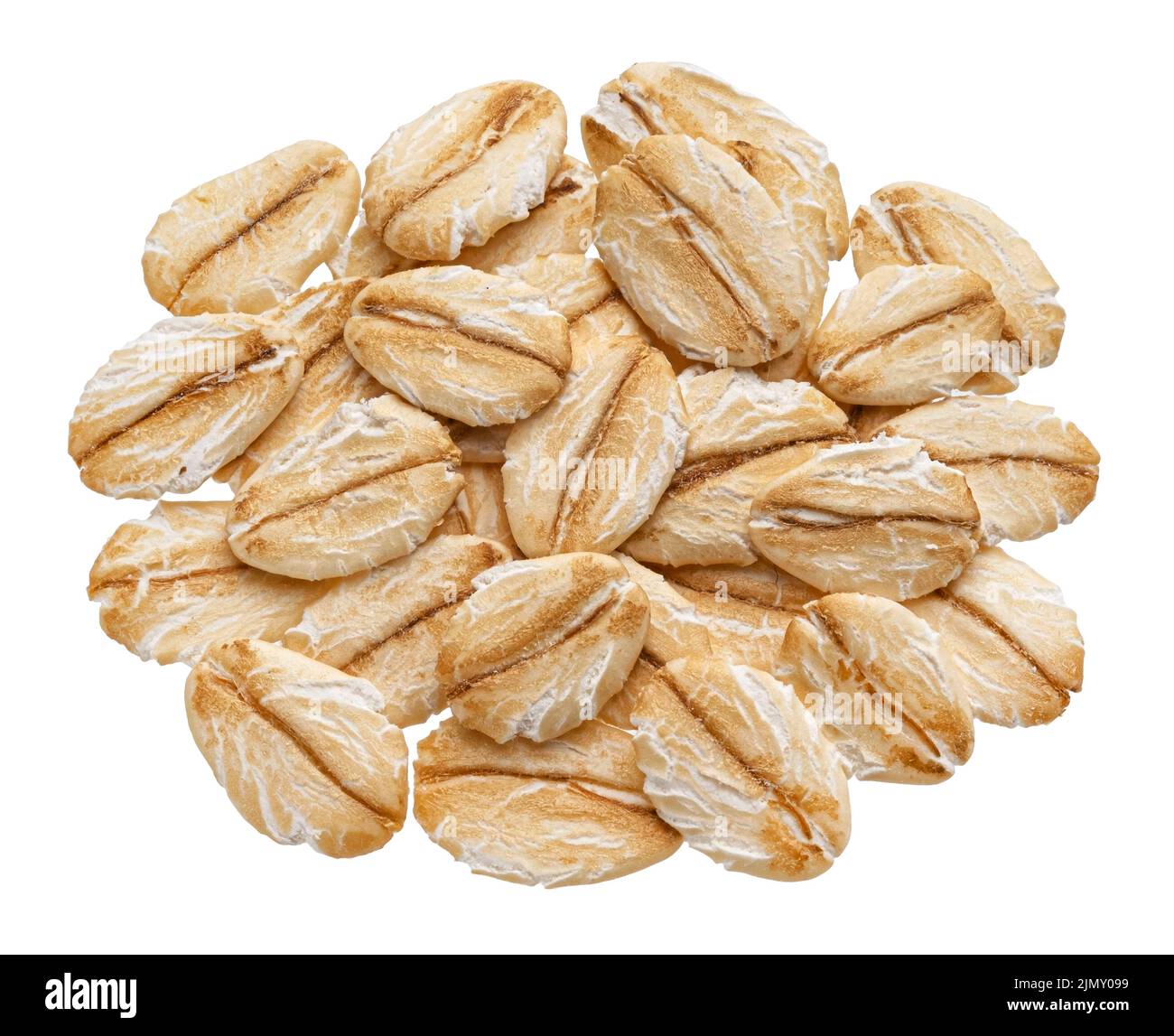 Fiocchi OAT isolati su bianco, vista dall'alto, profondità di campo completa Foto Stock