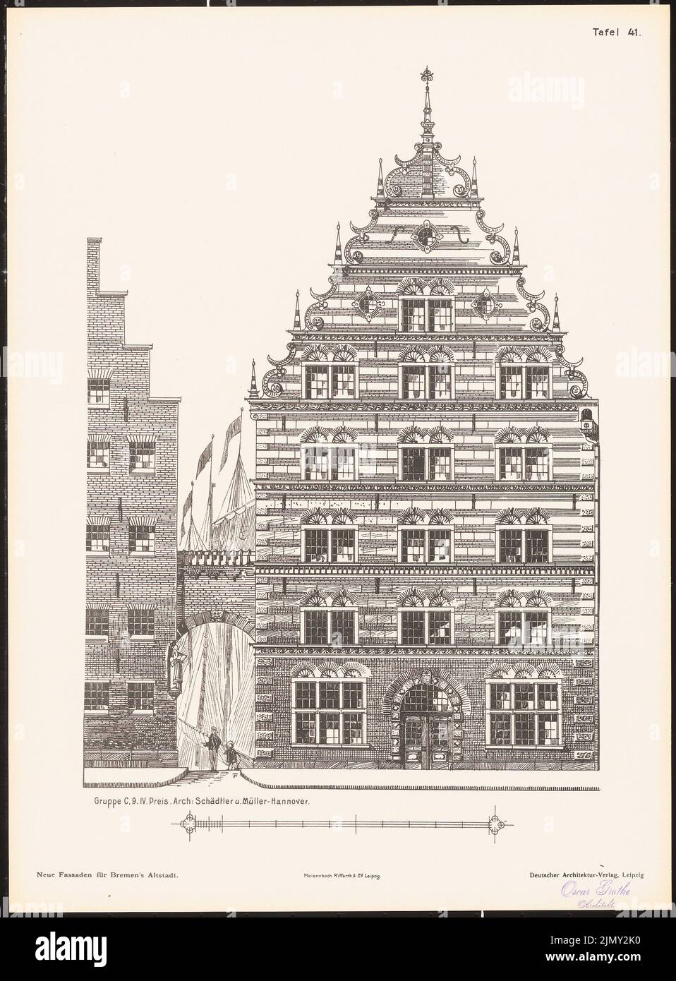 Schädtler & Müller, nuove facciate del centro storico di Brema. Risultato da d. Concorsi d.. V. Richard Landé, Lipsia (senza data): Visualizzazioni. Pressione sulla carta, 48,2 x 35,6 cm (inclusi i bordi di scansione) Foto Stock