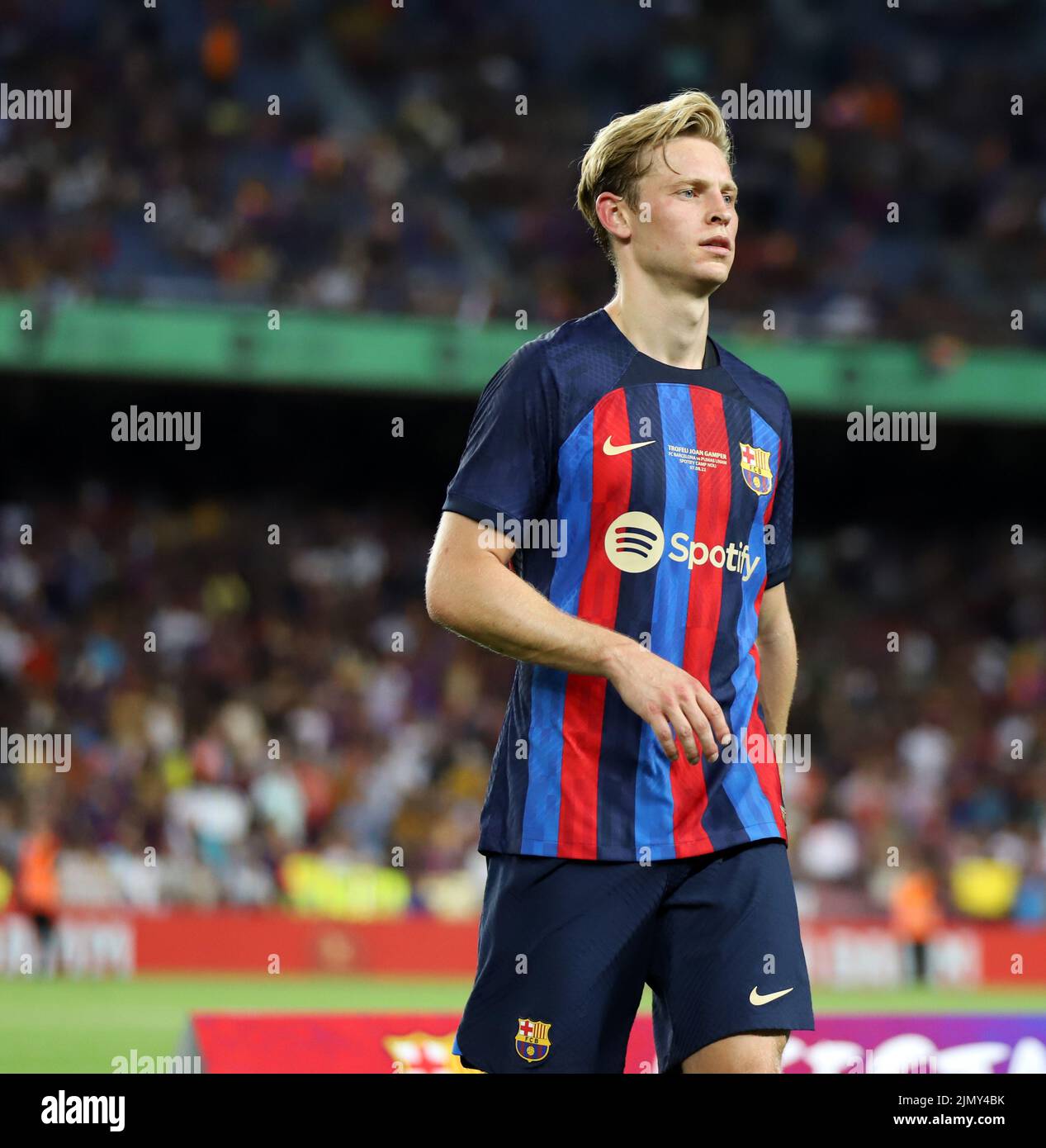 Sabadell, Barcellona, Spagna. 7th ago 2022. Barcellona Spagna 07.08.2022 Frenkie De Jong (FC Barcellona) si presenta durante il Trofeo Joan Gamper tra il FC Barcelona e Pumas UNAM a Camp Nou il 07 agosto 2022 a Barcellona. (Credit Image: © Xavi Urgeles/ZUMA Press Wire) Credit: ZUMA Press, Inc./Alamy Live News Foto Stock