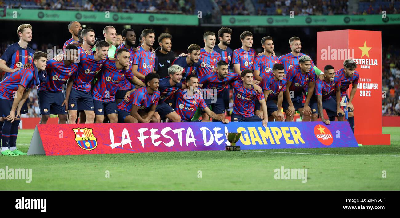 Sabadell, Barcellona, Spagna. 7th ago 2022. Barcellona Spagna 07.08.2022 Team FC Barcellona durante il Trofeo Joan Gamper tra il FC Barcelona e Pumas UNAM a Camp Nou il 07 agosto 2022 a Barcellona. (Credit Image: © Xavi Urgeles/ZUMA Press Wire) Credit: ZUMA Press, Inc./Alamy Live News Foto Stock