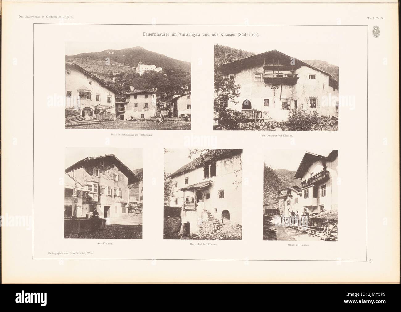 Schmidt otto Johann (1869-1907), Agriturismi, Vintschgau, Klausen. (Da: La fattoria in Austria-Ungheria, ed. Pressione su carta, 33,8 x 47,6 cm (compresi i bordi di scansione) Foto Stock