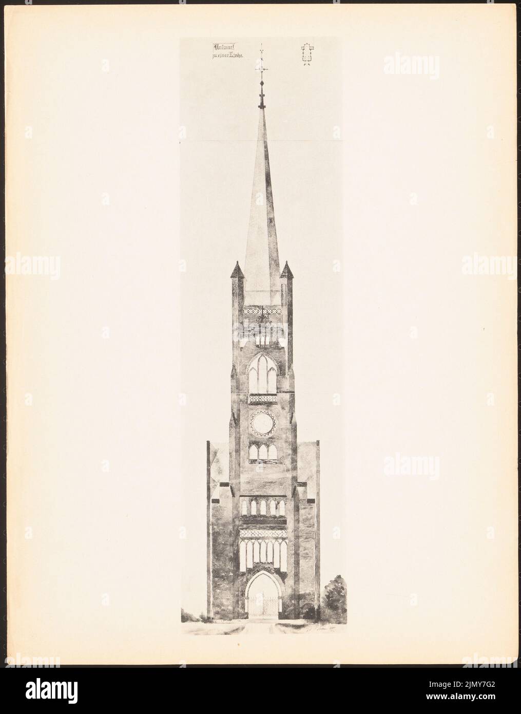 N.N., Chiesa evangelica. (Da: Stampe dei lavori di seminario della Royal Technical University di Berlino, Vol. I) (02.03.1901): Pianta, vista. Stampa su carta, 32,8 x 25,6 cm (inclusi i bordi di scansione) Foto Stock