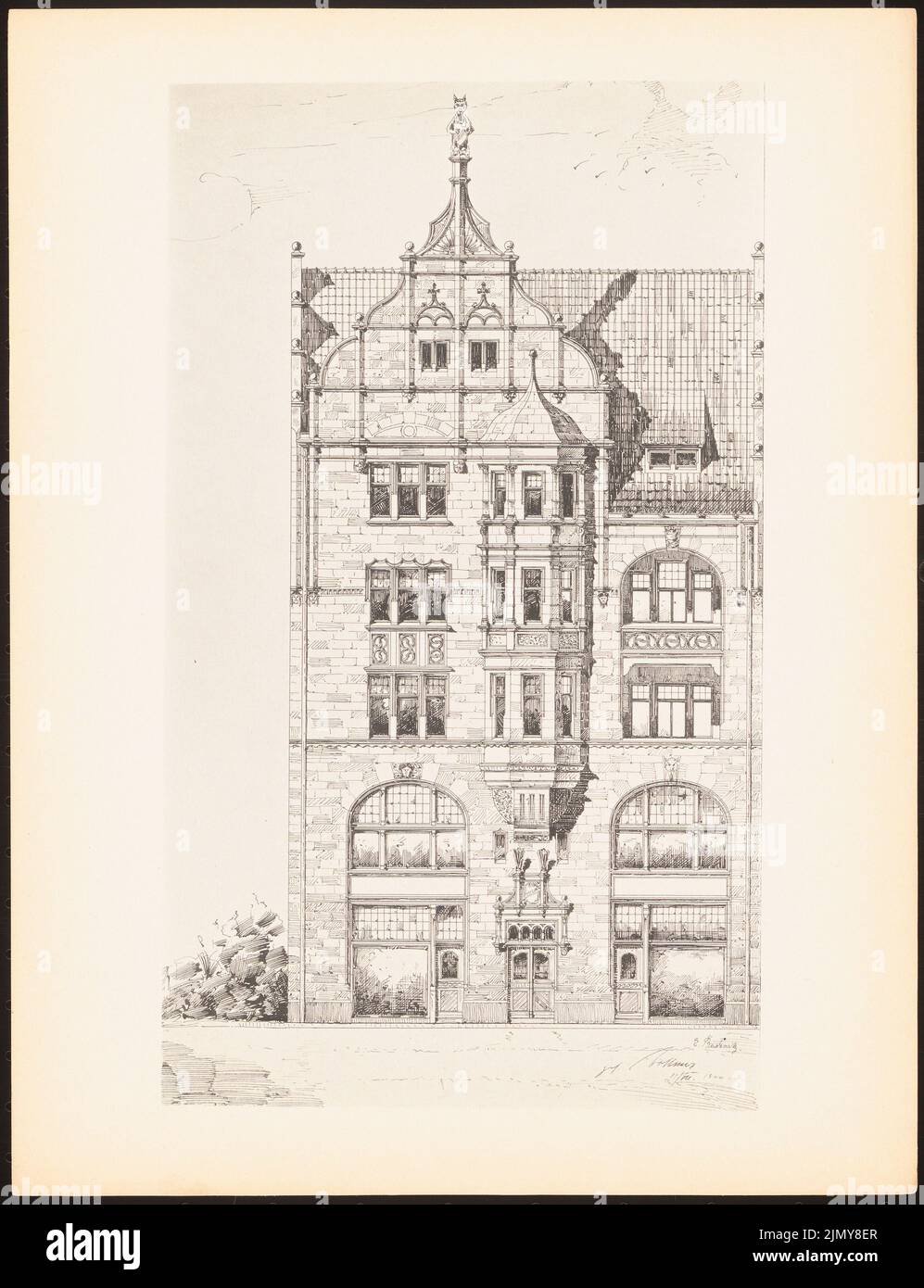 Budewitz E., edificio residenziale. (Da: Stampa di lavori di seminario della Royal Technical University di Berlino, Vol. II) (02.03.1900): Vista. Pressione sulla carta, 33,1 x 25,4 cm (inclusi i bordi di scansione) Foto Stock