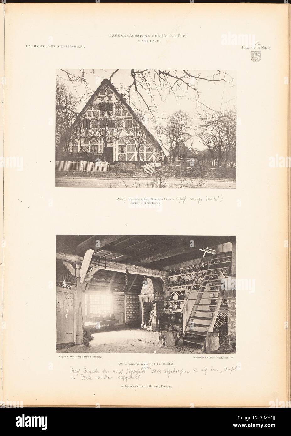 Associazione di architetti e ingegneri ad Amburgo, Agriturismi sulla Unterelbe. (Da: L'agriturismo nell'impero tedesco e le sue zone di confine, ed. Vorance di architetti e ingegneri tedeschi (1906-1906): Viste. Pressione sulla carta, 47,8 x 34,1 cm (incl Scansione bordi) Foto Stock