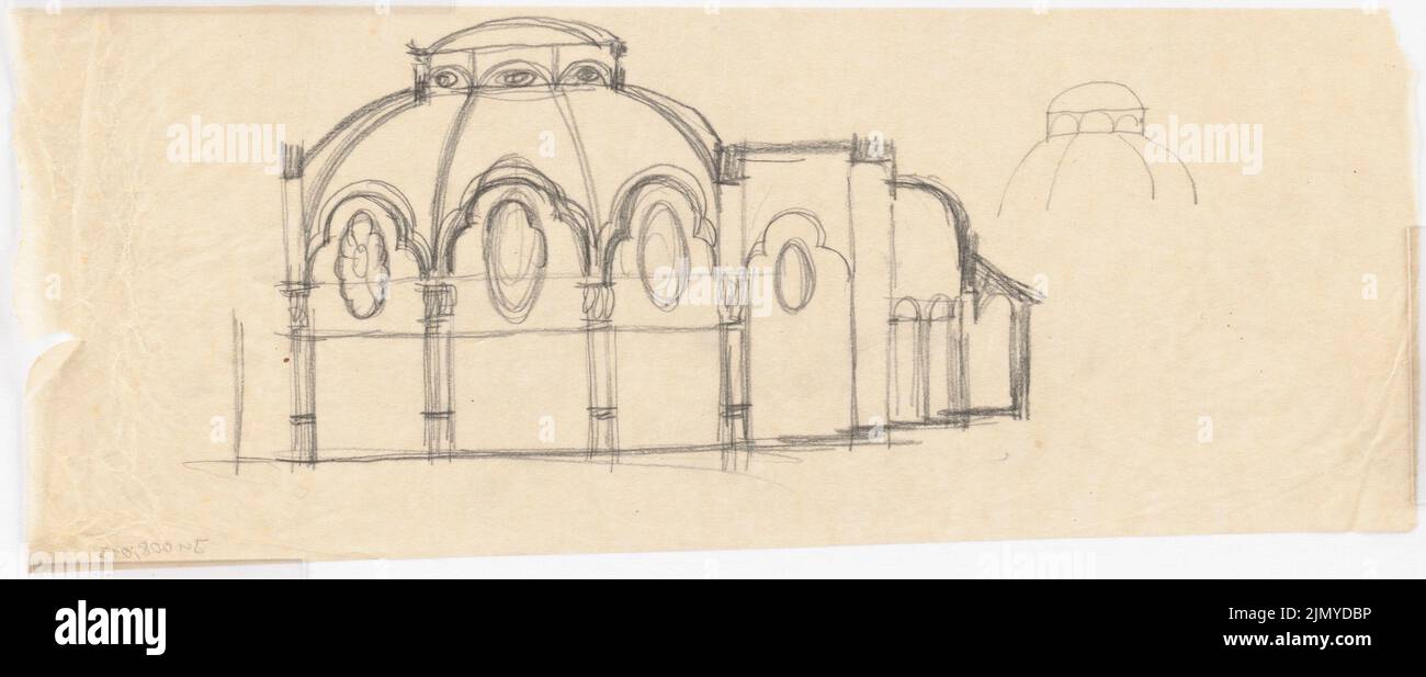 Klomp Johannes Franziskus (1865-1946), San Martino, Olpe (1894-1909): Taglio. Matita su trasparente, 17,3 x 42,6 cm (inclusi i bordi di scansione) Foto Stock