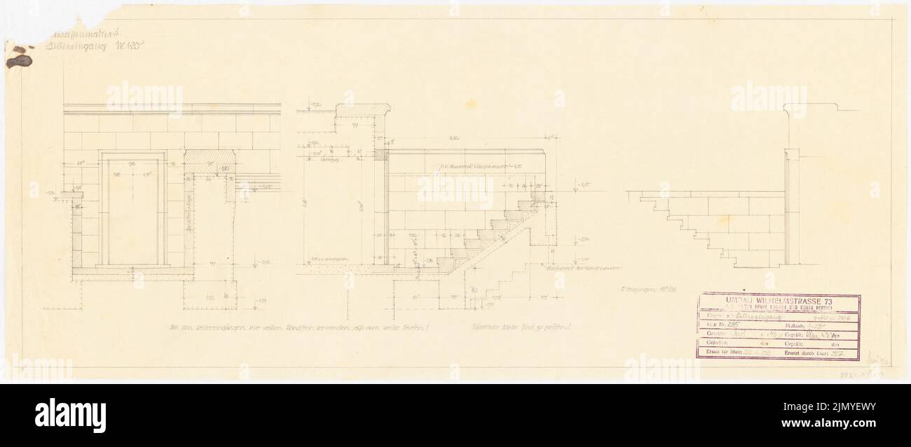 Böhmer Franz (1907-1943), appartamento ufficiale del ministro degli Esteri del Reich Joachim von Ribbentrop a Berlino-Mitte (04.07.1939): Parete della terrazza 4, ingresso al piano interrato 1:20. Matita su trasparente, 37,1 x 87,8 cm (inclusi i bordi di scansione) Foto Stock Böhmer Franz (1907-1943), appartamento ufficiale del ministro degli Esteri del Reich Joachim von Ribbentrop a Berlino-Mitte (04.07.1939): Parete della terrazza 4, ingresso al piano interrato 1:20. Matita su trasparente, 37,1 x 87,8 cm (inclusi i bordi di scansione) Foto Stock