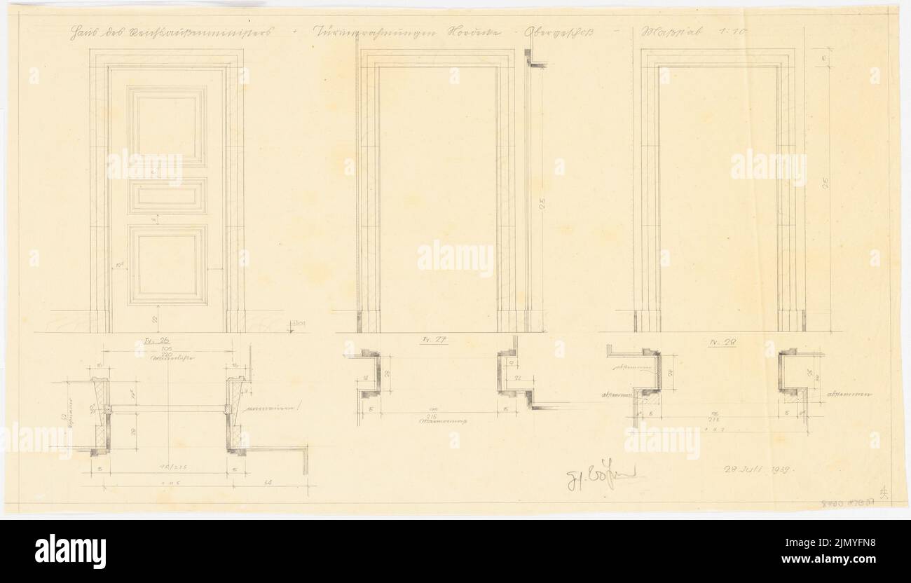 Böhmer Franz (1907-1943), appartamento ufficiale del ministro degli Esteri del Reich Joachim von Ribbentrop a Berlino-Mitte (1941-1941): Porta telaio nord OG 1:10. Matita su trasparente, 42 x 73,6 cm (inclusi i bordi di scansione) Foto Stock