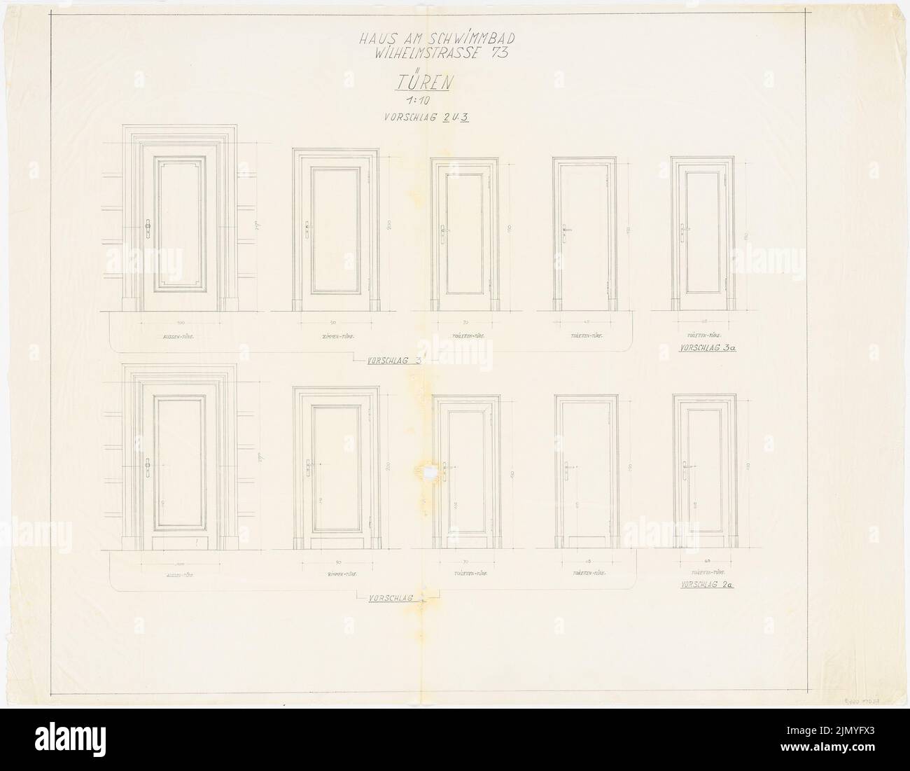 Böhmer & Petrich, appartamento ufficiale del ministro degli Esteri del Reich Joachim von Ribbentrop, Berlino-Mitte. Conversione: Casa in piscina, porte, proposta 2,3: Viste 1:10. Matita su trasparente, 90,9 x 116,8 cm (compreso il bordo di scansione). Foto Stock