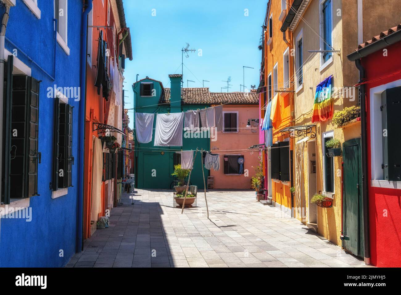 Burano case colorate Foto Stock