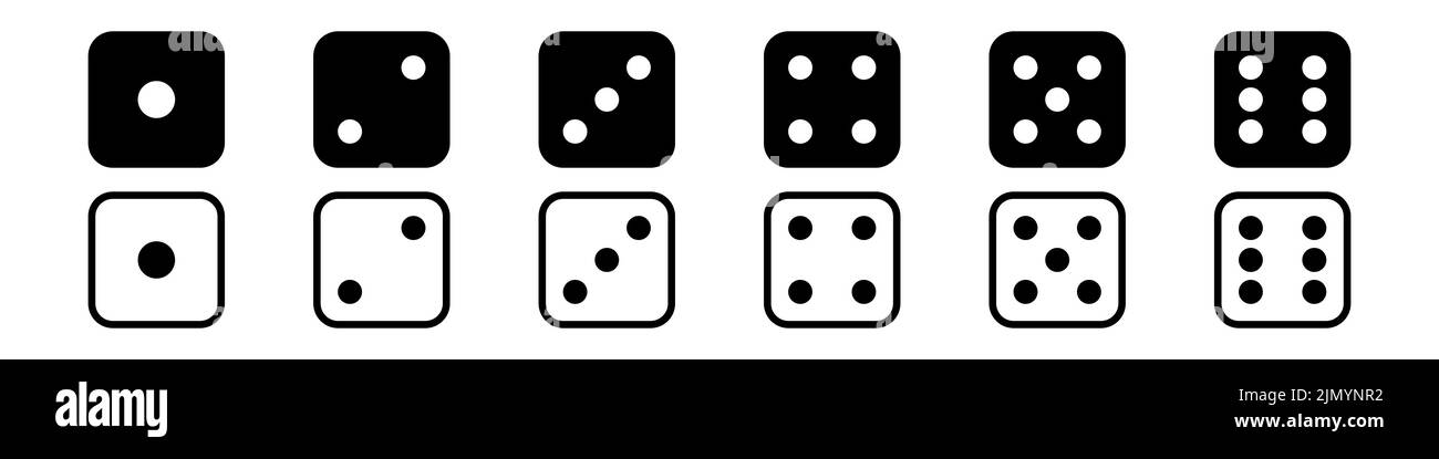 Gioco dadi icona impostare semplice design Illustrazione Vettoriale