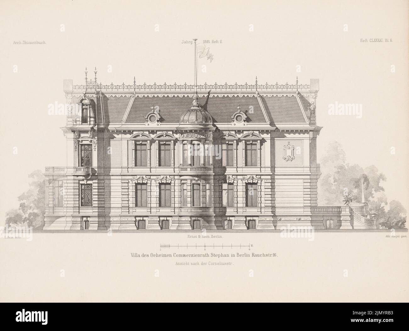 Heim Ludwig (1844-1917), Villa del Consiglio commerciale Stephan, Berlino. (Da: Architectural sketchbook, H. 191/2, 1885.) (1885-1885): Vista. Stampa su carta, 25,1 x 33,9 cm (inclusi i bordi di scansione) Foto Stock