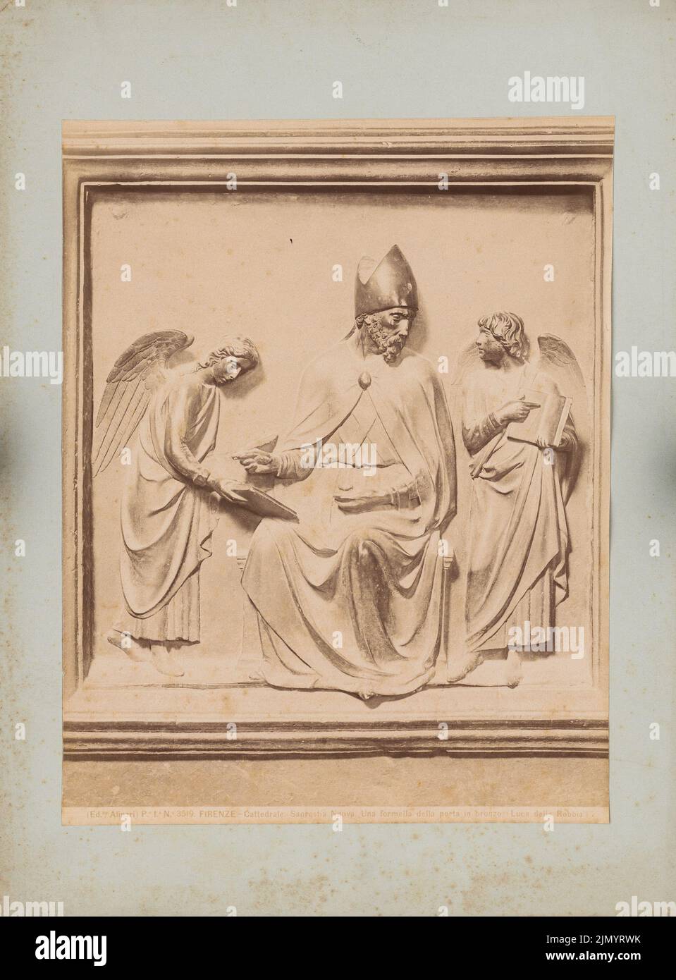 Luca della Robbia (1435-1525), Dom S. Maria del Fiore di Firenze. Rilievo della porta di bronzo (senza data): Nuova sacrestia, dettaglio: Un campo di rilievo della porta di bronzo. Foto, 32,1 x 23,7 cm (inclusi i bordi di scansione) Foto Stock