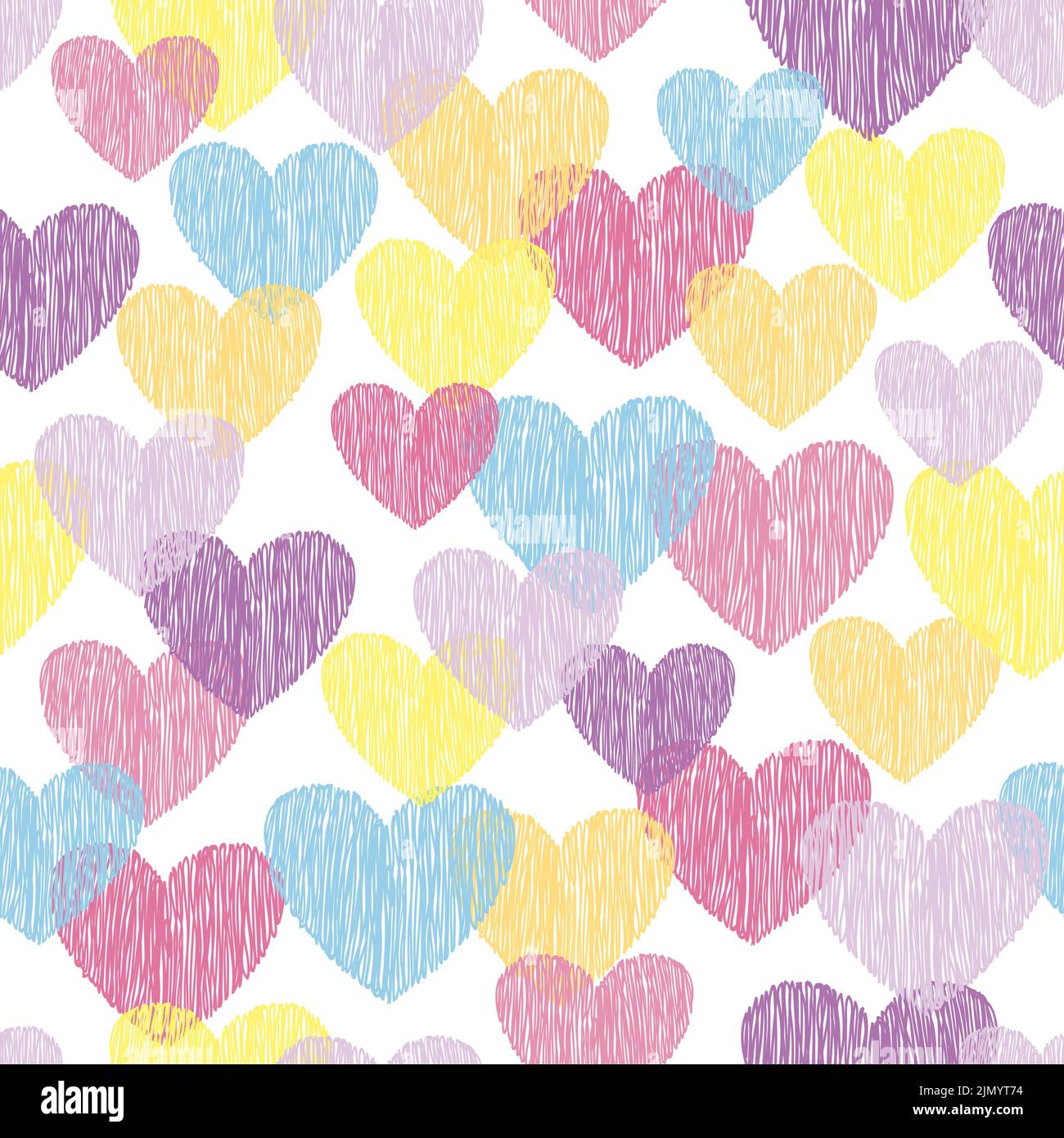 Disegno di cuore senza giunture a mano. Illustrazione vettoriale colorata. Illustrazione Vettoriale