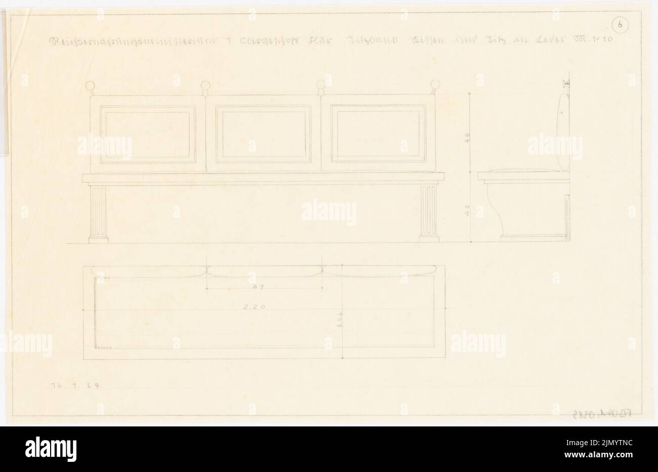 Böhmer Franz (1907-1943), Reich Ministry of Nutrition and Agriculture in Berlin-Mitte (16 gennaio 1939): Posto nel corridoio al piano 1st: Piano, vista, media 1:10. Matita su trasparente, 25,7 x 39,6 cm (inclusi i bordi di scansione) Foto Stock