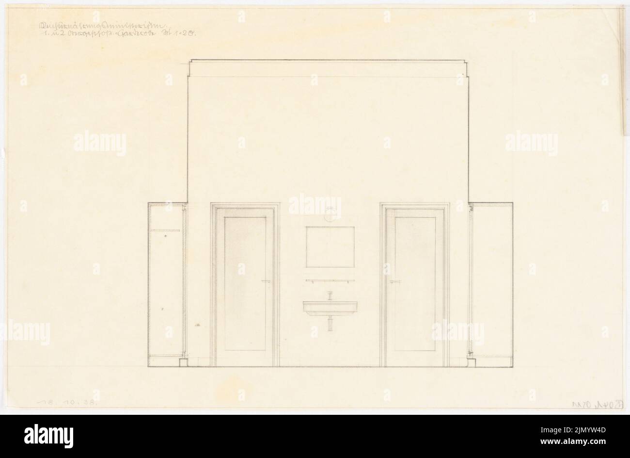 Böhmer Franz (1907-1943), Reich Ministry of Food and Agriculture di Berlino-Mitte (18 ottobre 1938): Guardaroba 1st e 2nd OG 1:20. Matita su trasparente, 26 x 39,6 cm (inclusi i bordi di scansione) Foto Stock