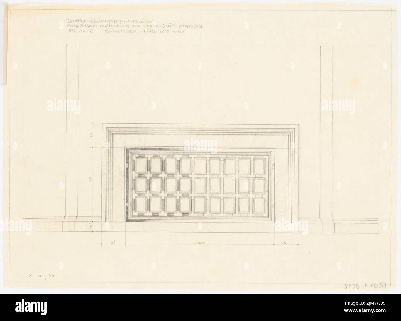 Böhmer Franz (1907-1943), Reich Ministry of Nutrition and Agriculture in Berlin-Mitte (1938-1938): Rivestimento radiativo nella scala in EG 1:10. Matita, carbone su trasparente, 29,4 x 40,3 cm (inclusi i bordi di scansione) Foto Stock