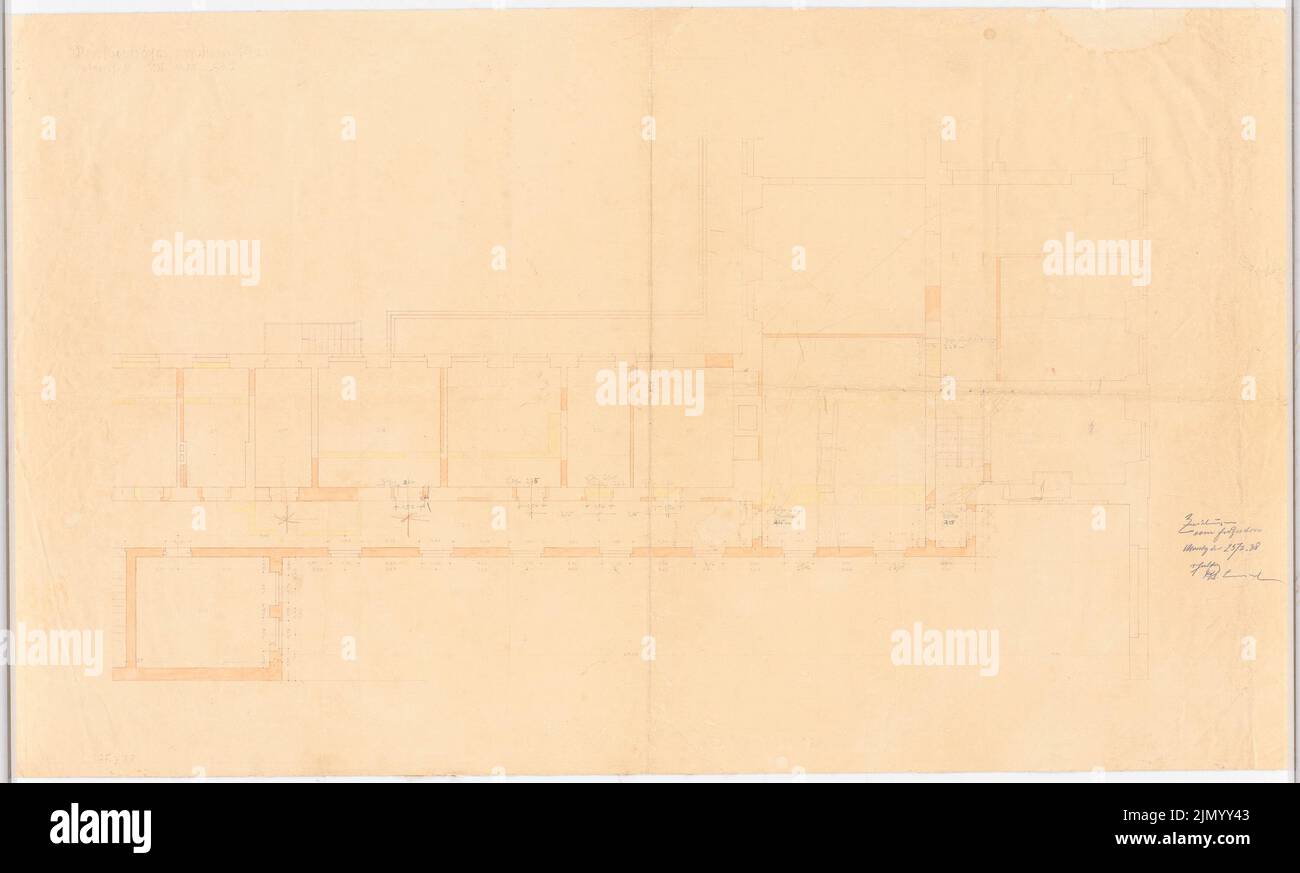 Böhmer Franz (1907-1943), Reich Ministry of Food and Agriculture di Berlino-Mitte (23 luglio 1938): Grundriss ad es. 1:50. Tusche, matita acquarello su carta leggera, 62,5 x 103,8 cm (inclusi i bordi di scansione) Foto Stock