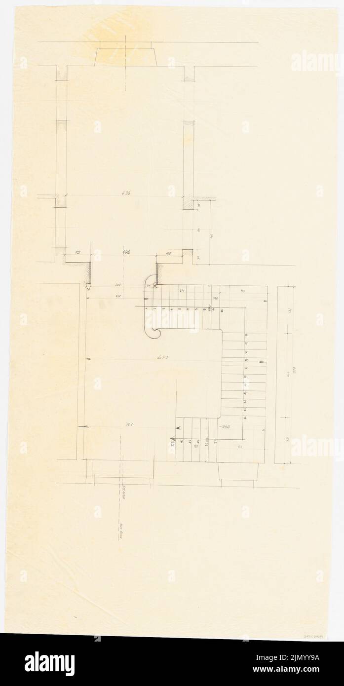 Böhmer Franz (1907-1943), Reich Ministry of Food and Agriculture di Berlino-Mitte (1938-1938): Scala a pavimento. Matita su trasparente, 118,8 x 63,8 cm (inclusi i bordi di scansione) Foto Stock