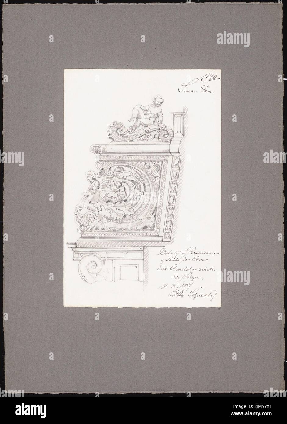 Schmalz otto (1861-1915), bozzetti di viaggio dall'Italia (18 aprile 1887): Siena: Cattedrale (coro ancora in vista). Matita su carta, 42,6 x 30,8 cm (inclusi i bordi di scansione) Foto Stock