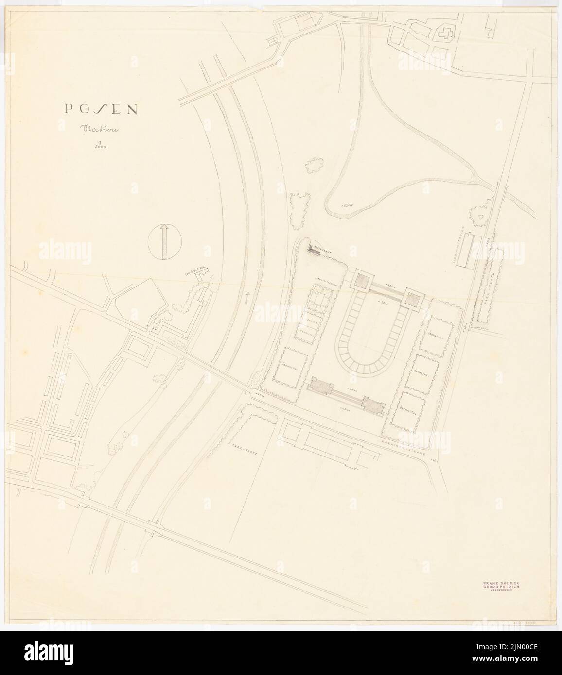 Böhmer Franz (1907-1943), Stadio di Poznan (1941-1941): Dipartimento 1: 2000. Matita su trasparente, 94,5 x 84,1 cm (inclusi i bordi di scansione) Foto Stock