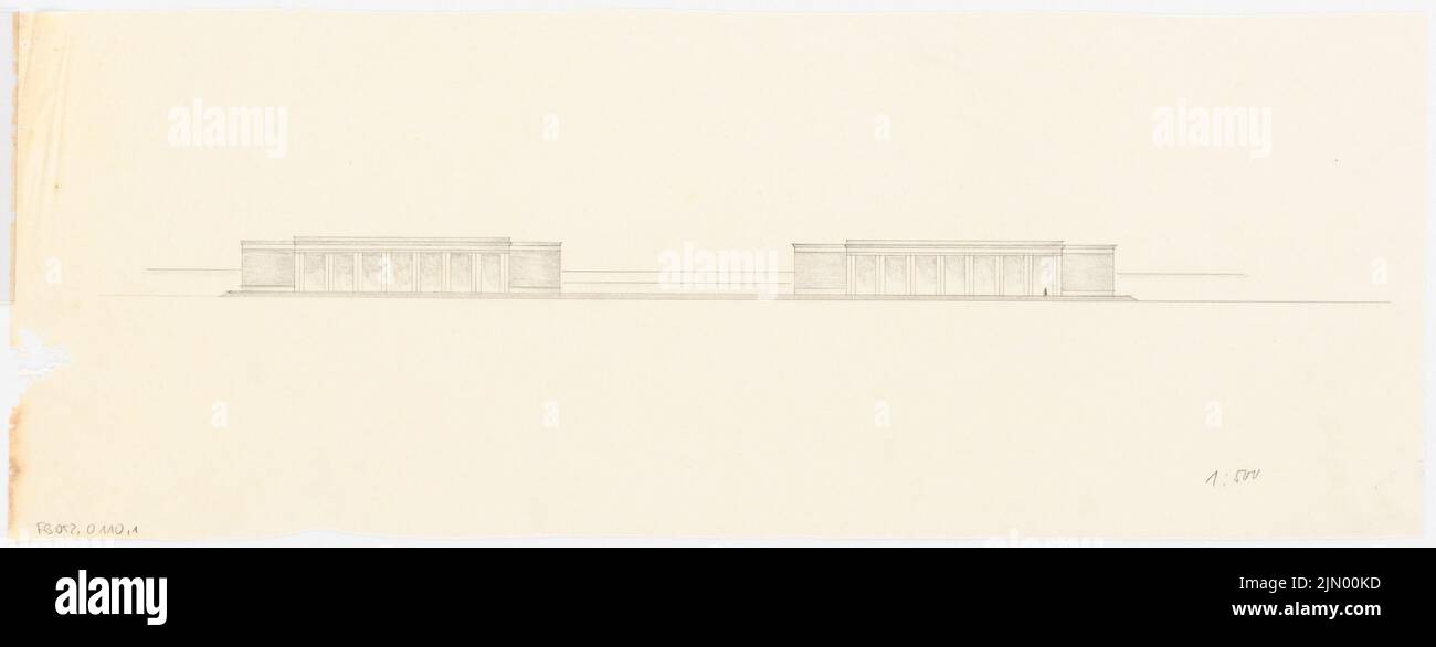 Böhmer Franz (1907-1943), Stadio di Poznan (1941-1941): Vista 1: 500. Matita su trasparente, 23,4 x 61,2 cm (inclusi i bordi di scansione) Foto Stock