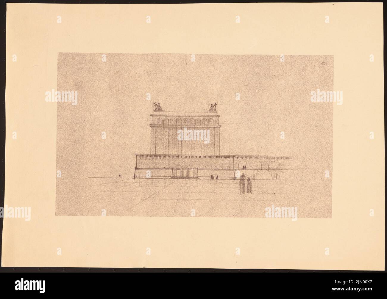 Böhmer Franz (1907-1943), Stadio di Poznan (1941-1941): Vista prospettica. Rottura leggera sulla carta, 26,4 x 37,4 cm (inclusi i bordi di scansione) Foto Stock