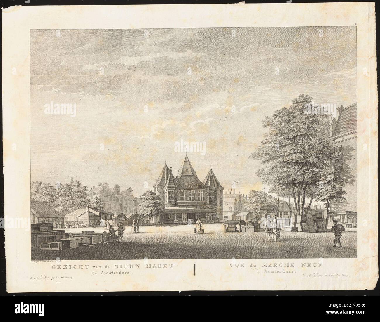 N.N., il nuovo mercato, Amsterdam (ca 1750): Vista. Pressione su carta, 31,2 x 40,1 cm (compresi i bordi di scansione) N. : Der Neue Markt, Amsterdam Foto Stock