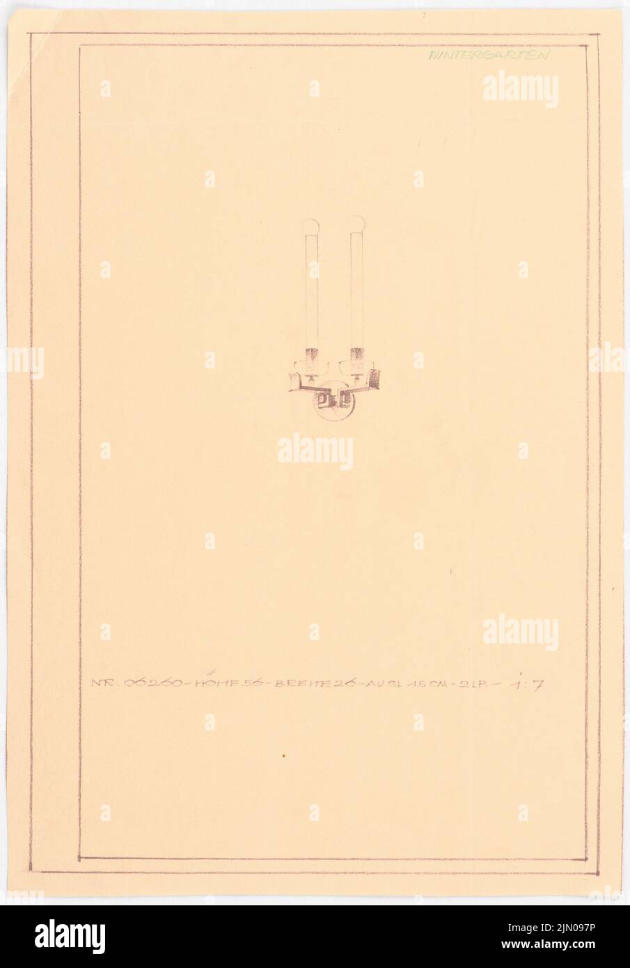 Böhmer Franz (1907-1943), Haus Darré a Berlin-Dahlem (1936-1936): Armleuchter Wintergarten 1: 7, con numero di catalogo. Rottura leggera su carta, 36,6 x 25,5 cm (compresi i bordi di scansione) Böhmer & Petrich : Haus Darré, Berlin-Dahlem. Umbau Foto Stock