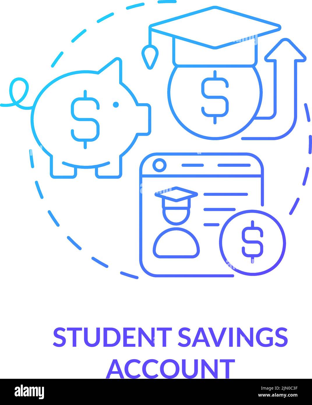 Icona del concetto di gradiente blu del conto di risparmio degli studenti Illustrazione Vettoriale