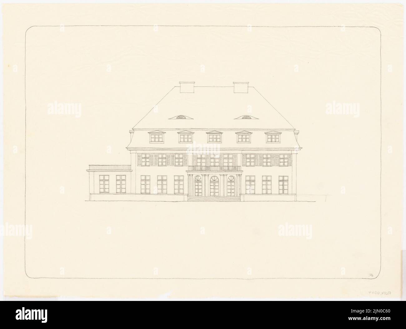 Böhmer Franz (1907-1943), Haus Herz a Berlino-Zehlendorf. Conversione a Haus Himmler (1937-1937): Design vista sud. Matita su trasparente, 46,4 x 62,5 cm (compresi i bordi di scansione) Böhmer & Petrich : Haus Herz, Berlin-Dahlem. Umbau zu Haus Himmler Foto Stock