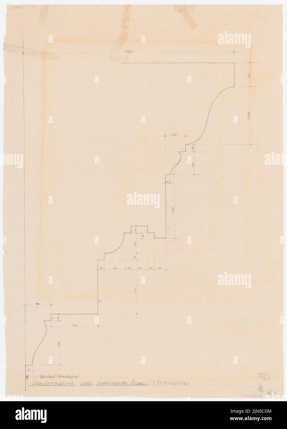 Böhmer Franz (1907-1943), appartamento ufficiale del ministro degli Esteri del Reich Joachim von Ribbentrop a Berlino-Mitte (1941-1941): Cornice principale della fronte del giardino. Matita su trasparente, 88,8 x 63,6 cm (compresi i bordi di scansione) Böhmer & Petrich : Dienstwohnung des Reichsaußenministers Joachim von Ribbentrop, Berlin-Mitte. Umbau Foto Stock