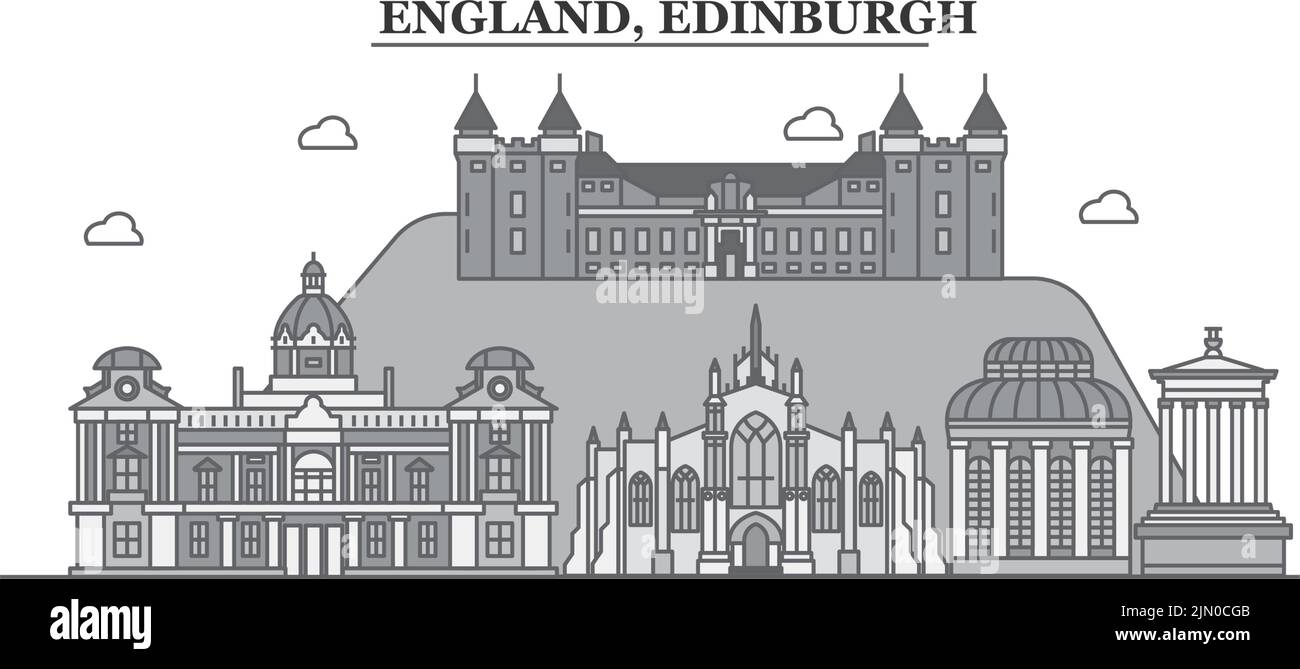 Regno Unito, Edimburgo skyline isolato vettore illustrazione, icone Illustrazione Vettoriale