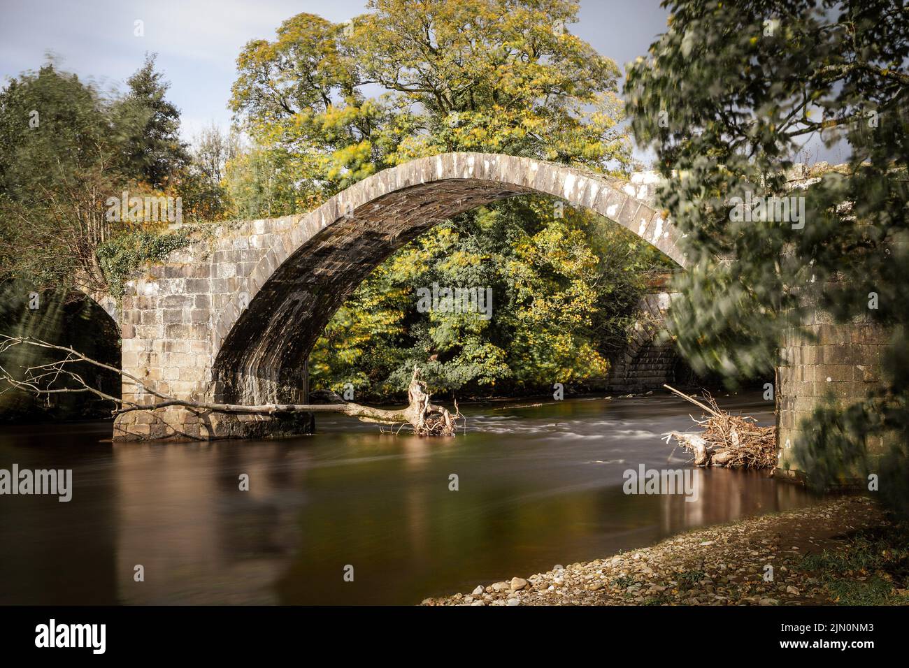 Ponte del Lancashire utilizzato da Oliver Cromwell e dal suo esercito durante una marcia nella battaglia di Preston contro i Royalisti, Lancashire, 17th secolo Foto Stock