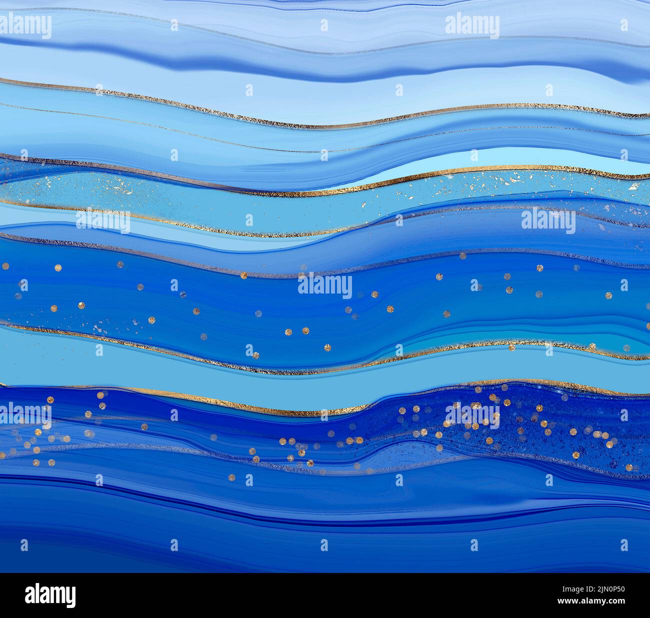 Oceano onde blu alcool inchiostro sfondo. Foto Stock