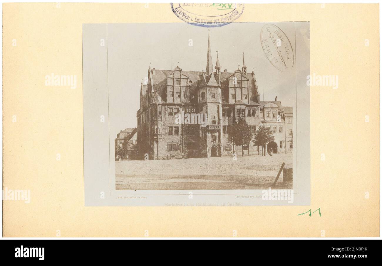 Bräunlich, Rathaus, Saalfeld (senza data): Marktfront. Foto su cartone, 15,8 x 25,2 cm (compresi i bordi di scansione) Bräunlich: Rathaus, Saalfeld (ohne DAT.) Foto Stock