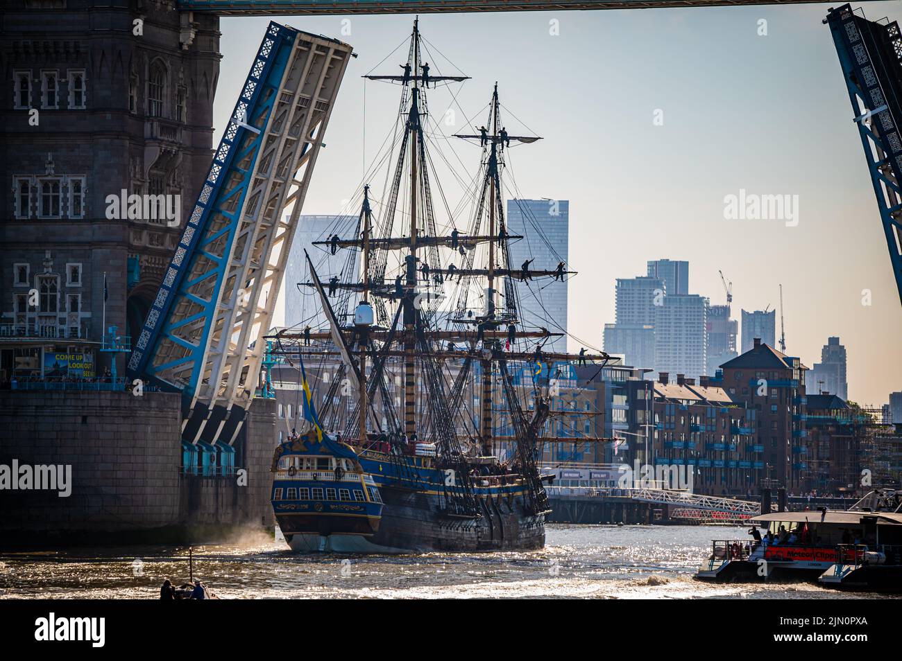 Replica 18th secolo svedese nave Götheborg in visita a Londra, Regno Unito Foto Stock