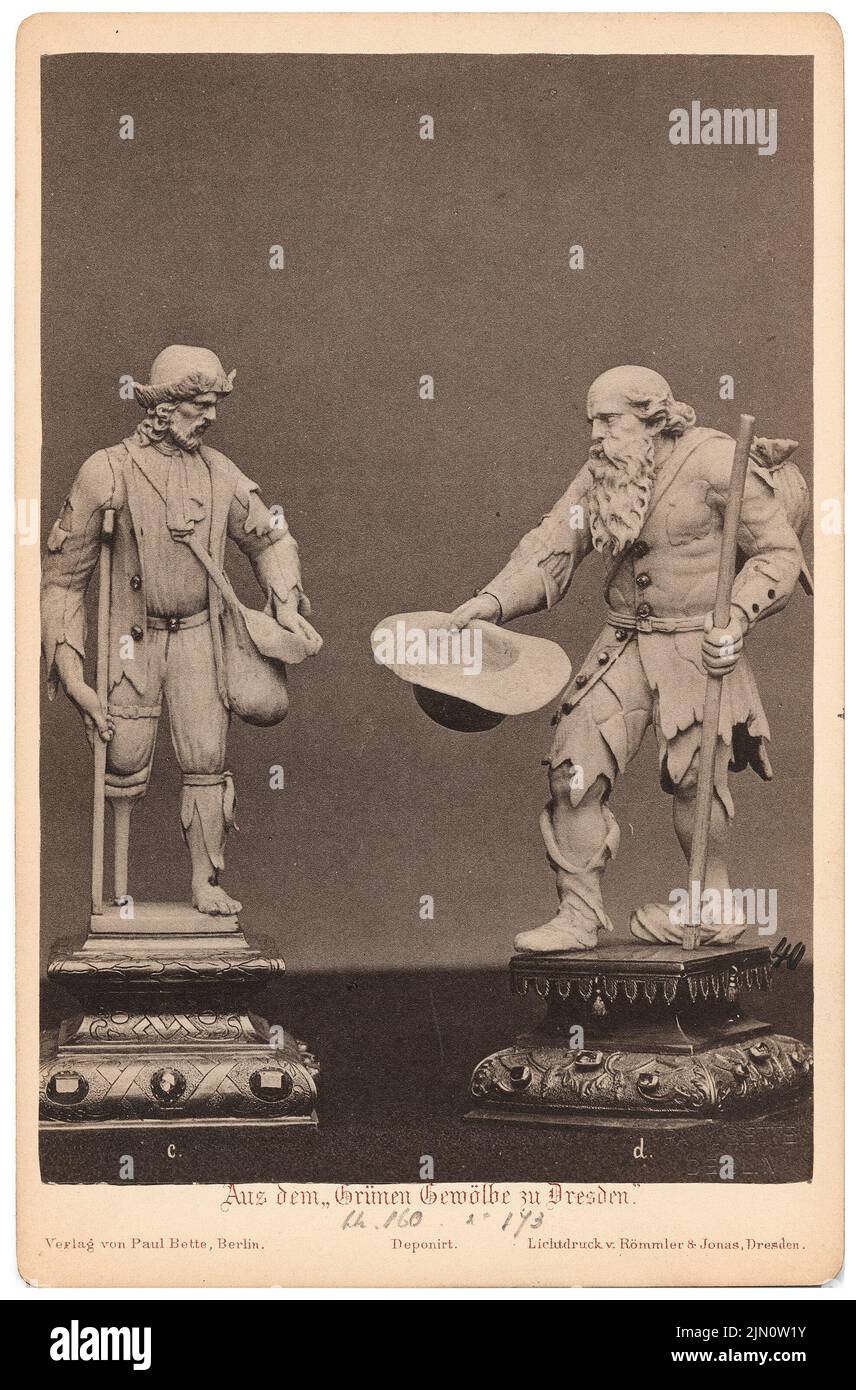 Fotografo sconosciuto, volta verde a Dresda (senza data): Due mendicanti della contessa Königsmark (da Krüger). Foto su cartone, 16,8 x 11,1 cm (inclusi i bordi di scansione) senza bordi. Fotograf : Grünes Gewölbe a Dresda (ohne DAT.) Foto Stock