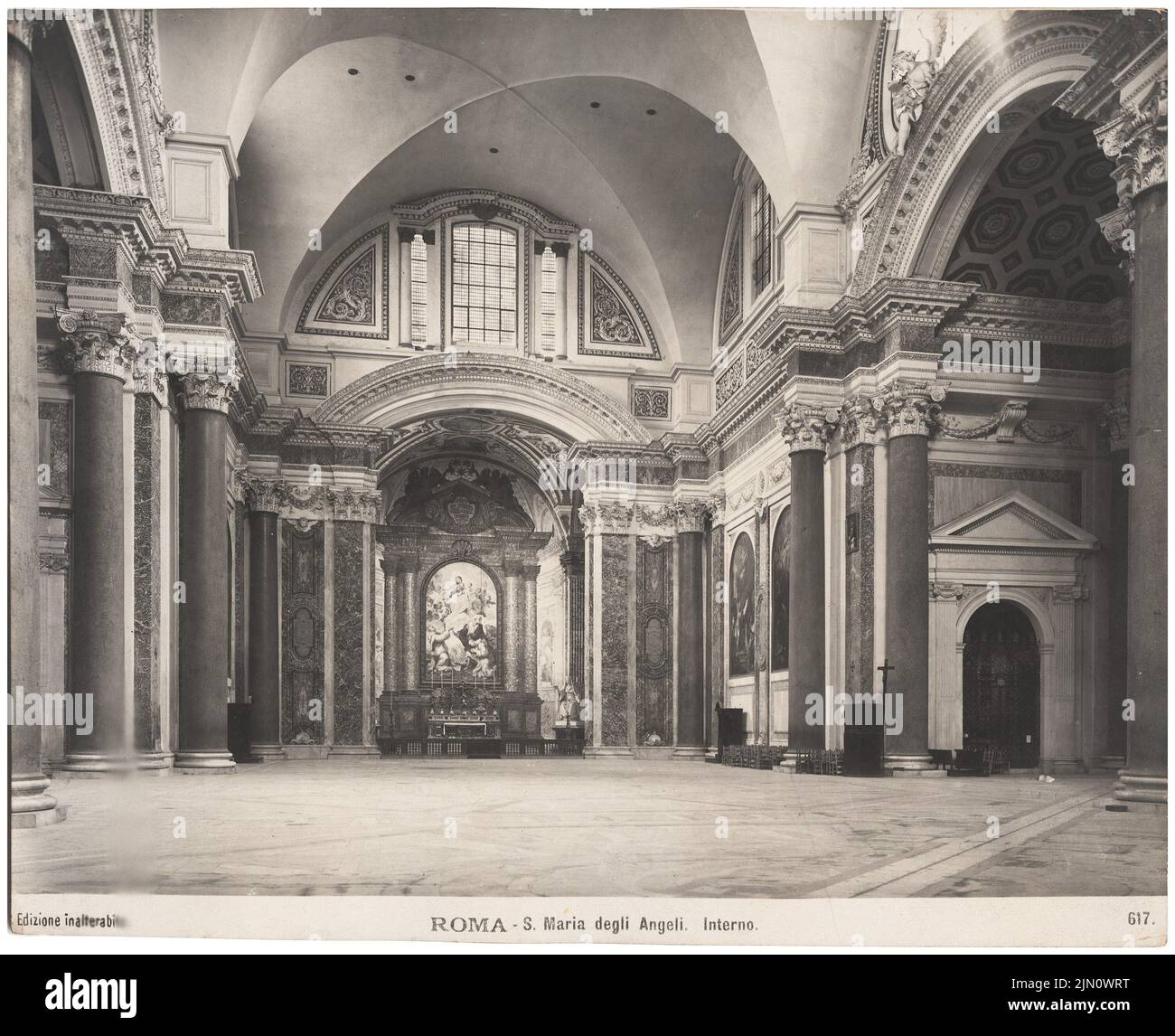Fotografa sconosciuta, S. Maria degli Angeli a Roma (senza dat.): Interno. Foto, 20 x 24,6 cm (inclusi i bordi di scansione) senza bordi. Fotografa : S. Maria degli Angeli in Rom (ohne DAT.) Foto Stock