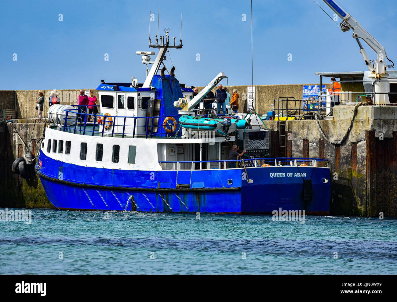 Tory Island Ferry a Magheraroarty Harbour, County Donegal, Irlanda Foto Stock