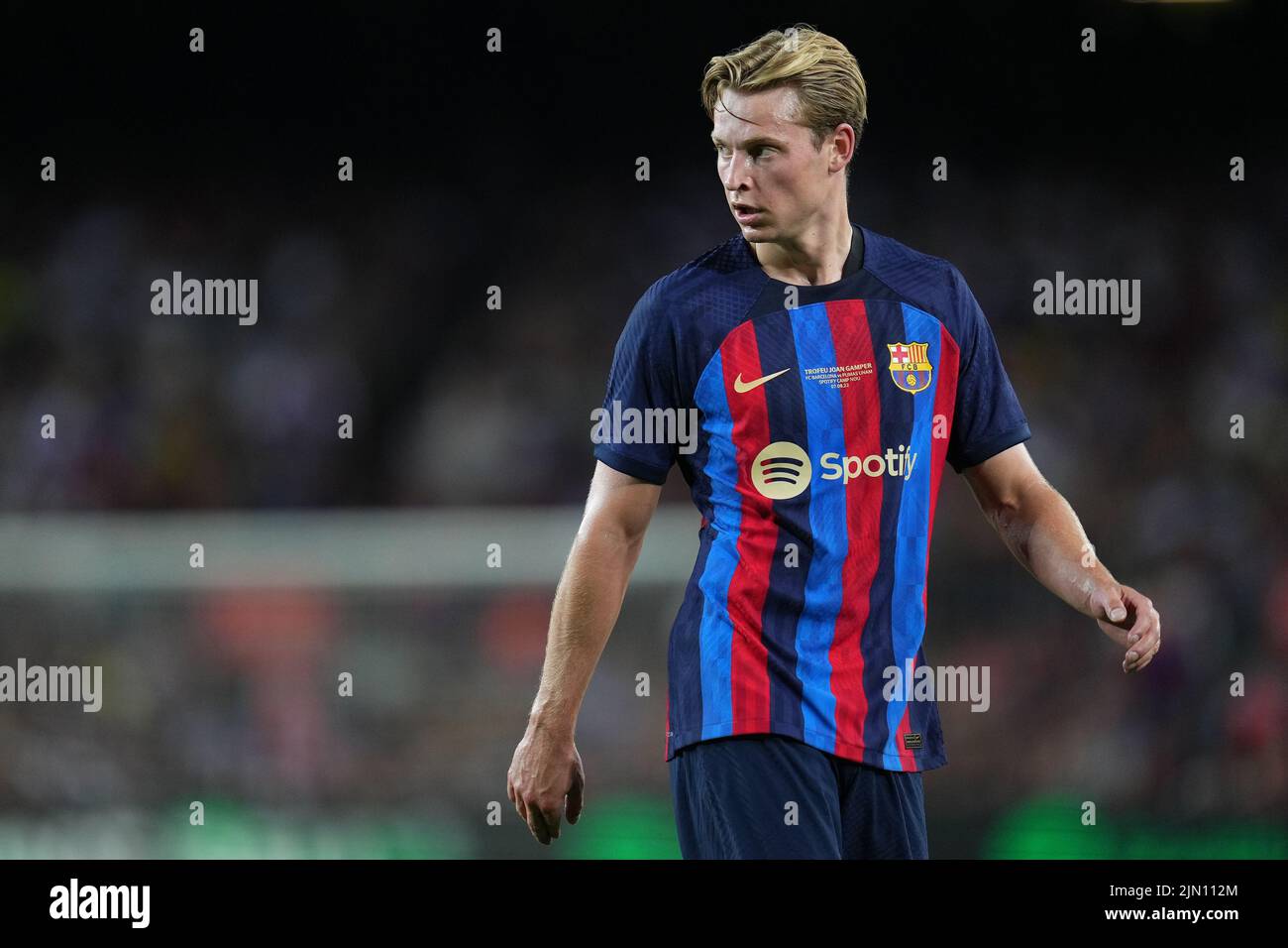 Frenkie de Jong del FC Barcelona durante la partita di trofeo Joan Gamper tra il FC Barcelona e Pumas disputata allo stadio Spotify Camp Nou il 7 agosto 2022 a Barcellona, Spagna. (Foto di Sergio Ruiz / PRESSIN) Foto Stock