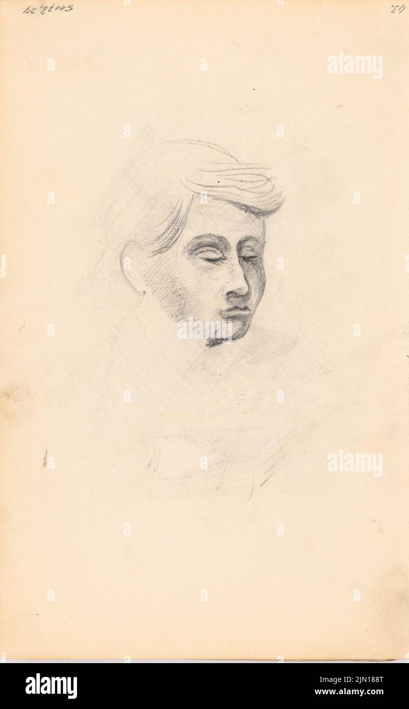 Titz Oskar (1845-1887), sketchbook (senza dat.): Schizzo di un ragazzo. Matita su carta, 21,9 x 13,5 cm (compresi i bordi di scansione) Titz Oskar (1845-1887): Skizzenbuch Foto Stock