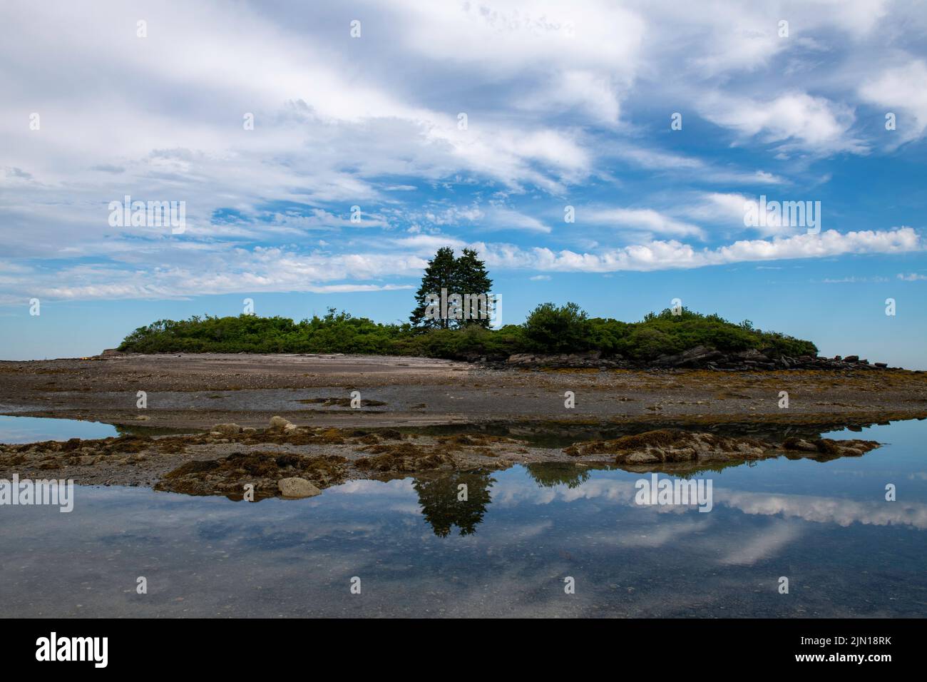 Luglio 3, 2022. Barnes Island a bassa marea. Foto Stock