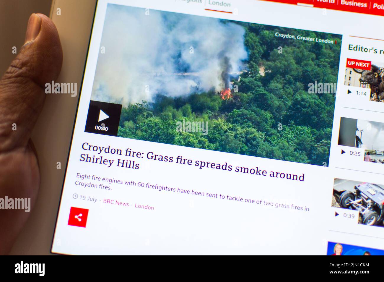 Croydon erba fuoco notizie sulla BBC Foto Stock