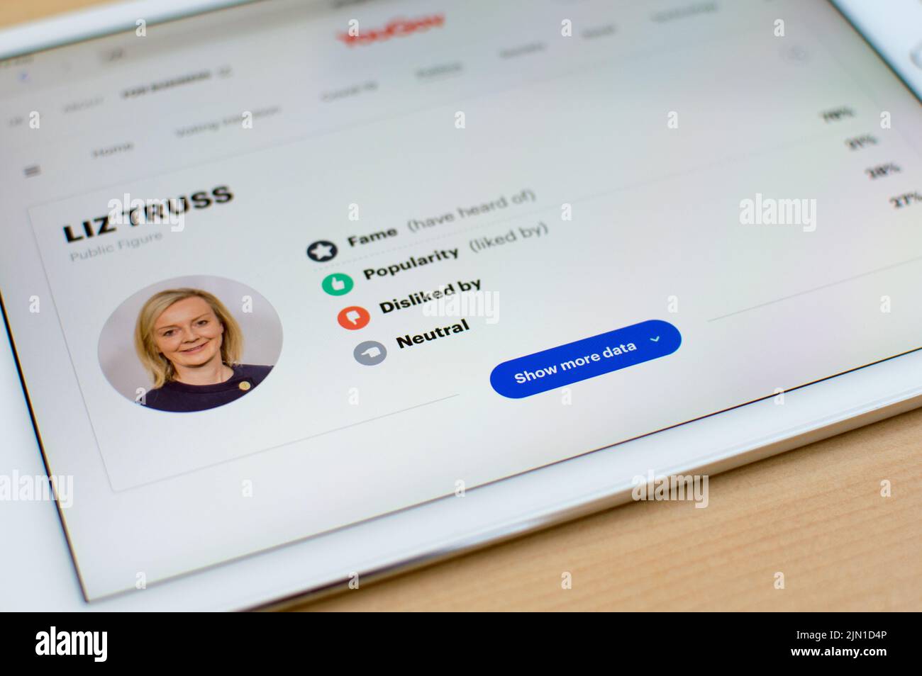 L'opinione pubblica inglese su Liz Truss in competizione per il posto di leader conservatore Foto Stock