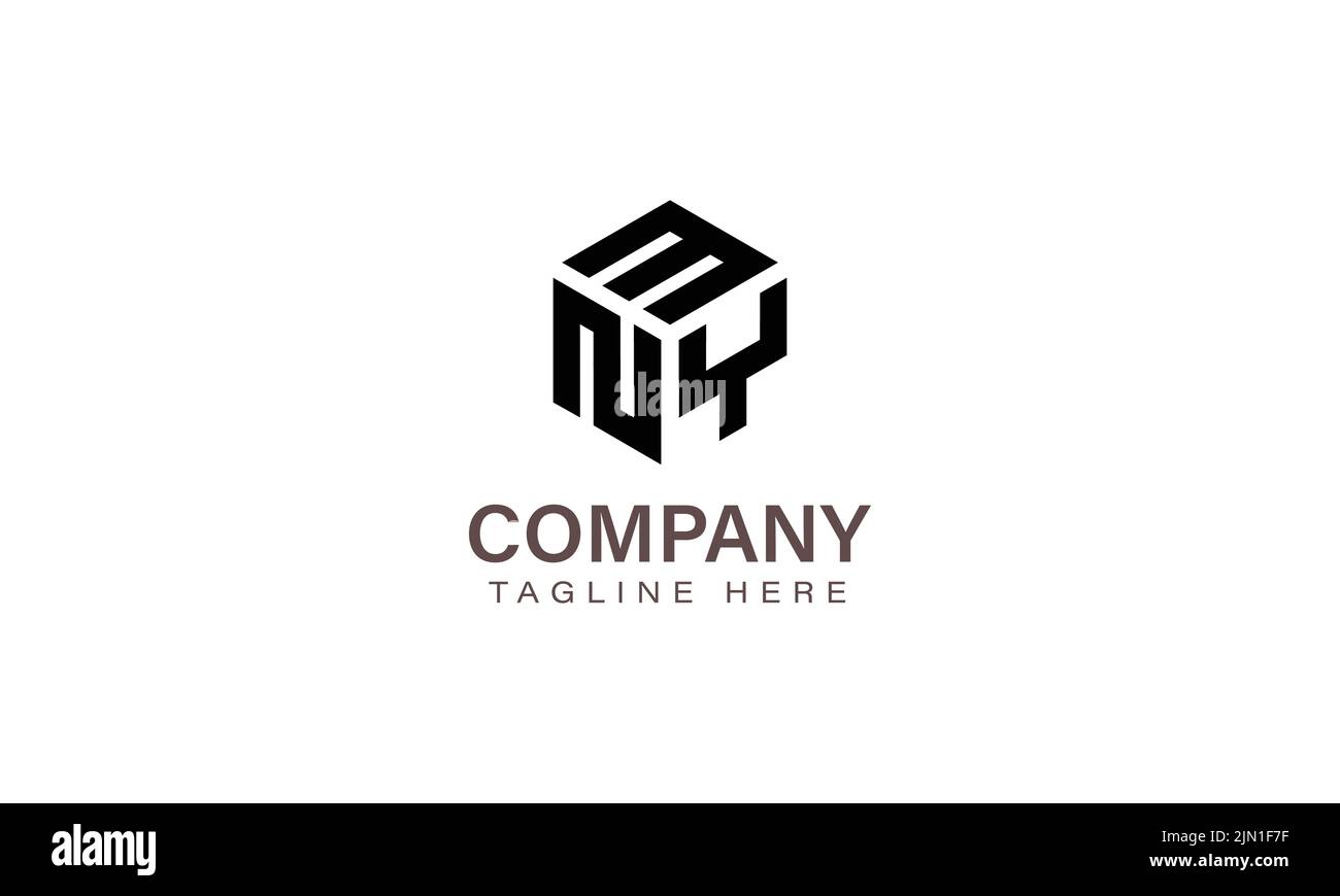 Logo MNY lettera, Logo a tre lettere, modello di icona vettoriale forma esagonale M N Y alfabetica Illustrazione Vettoriale