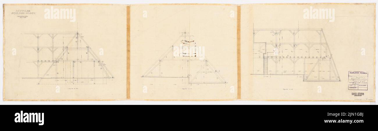 Böhmer Franz (1907-1943), Castello di Poznan, Poznan (1939-1943): Contenuto del piano N.N. rilevato. Materiale/tecnologia N. Catturato, 43,4 x 155,8 cm (compresi i bordi di scansione) Böhmer & Petrich : Schloss Posen, Posen. Umbau Foto Stock